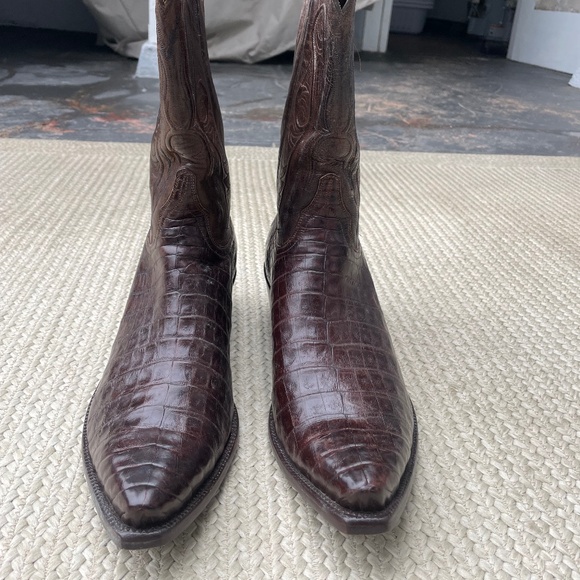 Mens Lucchese Caiman Belly Boots Sz 12 - Picture 4 of 5